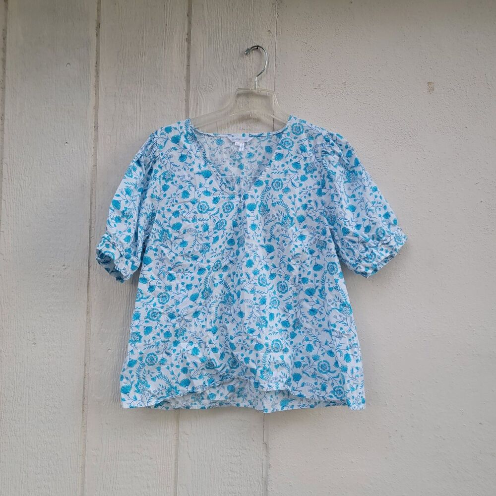 Draper James Women's Short Puff Sleeve Heidi V Neck Top XL